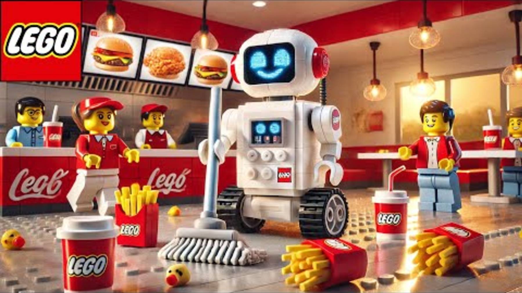 Сможет ли робот-уборщик LEGO справиться с беспорядком в KFC смотреть онлайн