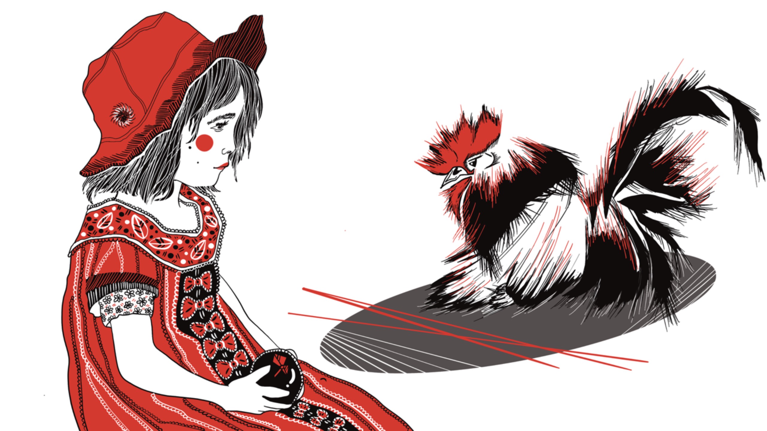 Рисую девочку и петушка ! Процесс рисования! Таймлапс