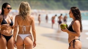 Красивые женщины в бикини и красивые девушки в бикини гуляют по пляжу  👙🌊 Бразильский вайб