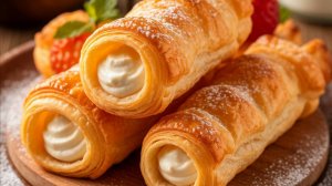 Слоёные трубочки с белковым кремом