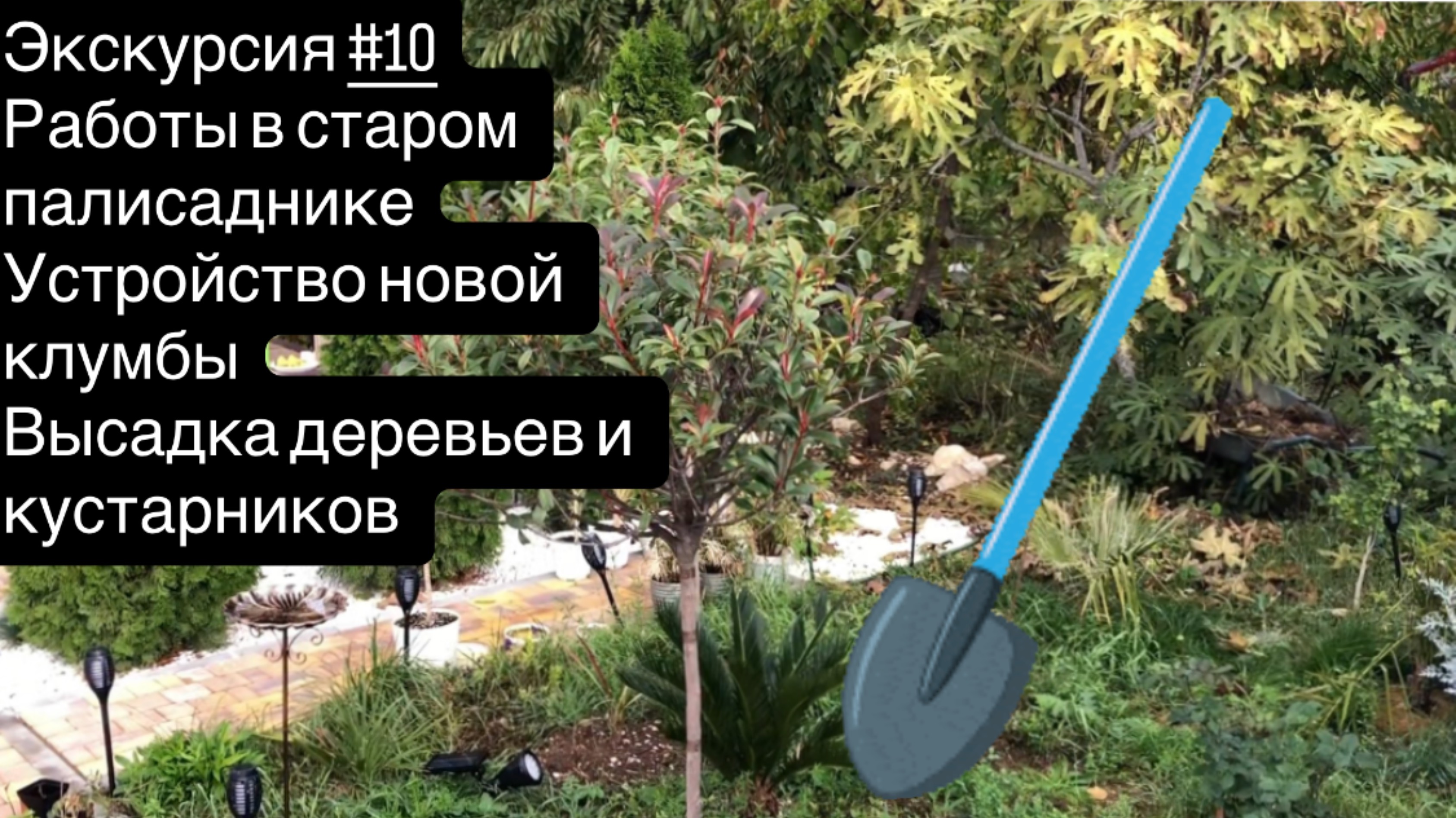 Экскурсия по саду # 10. Работы в старом палисаднике и обустройство новой клумбы, высадка деревьев