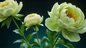 Футаж. Цветы зелёные. Пионы. Фон.