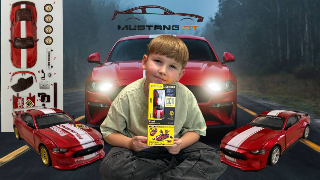Машинка Mustang GT . Конструктор для тюнинга. Масштаб 1:42 смотреть онлайн