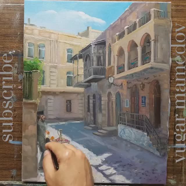 Старый город.Живопись маслом смотреть онлайн
