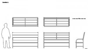 Скамейка U. Чертёж. Bench U. Drawings.