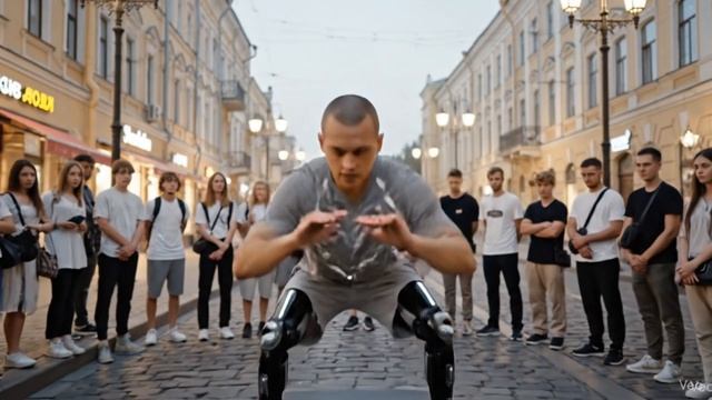 Человек-робот танцует на Арбате. смотреть онлайн