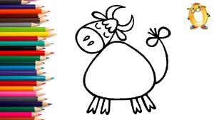 Мультик - раскраска для детей КОРОВА. Учимся как рисовать ЖИВОТНЫХ вместе с детьми // ОБУЧАШКА ТВ