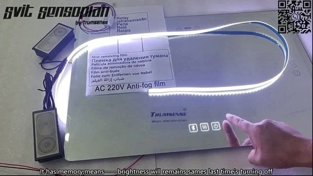 Trumsense WS08F3-M2A-BW 3 Key Touch Switch Bluetooth Music  With Defogger Control