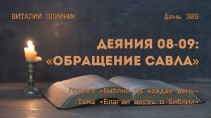 День 309. Деяния 08-09: Обращение Савла | Библия на каждый день | Благая весть в Библии | В. Олийник