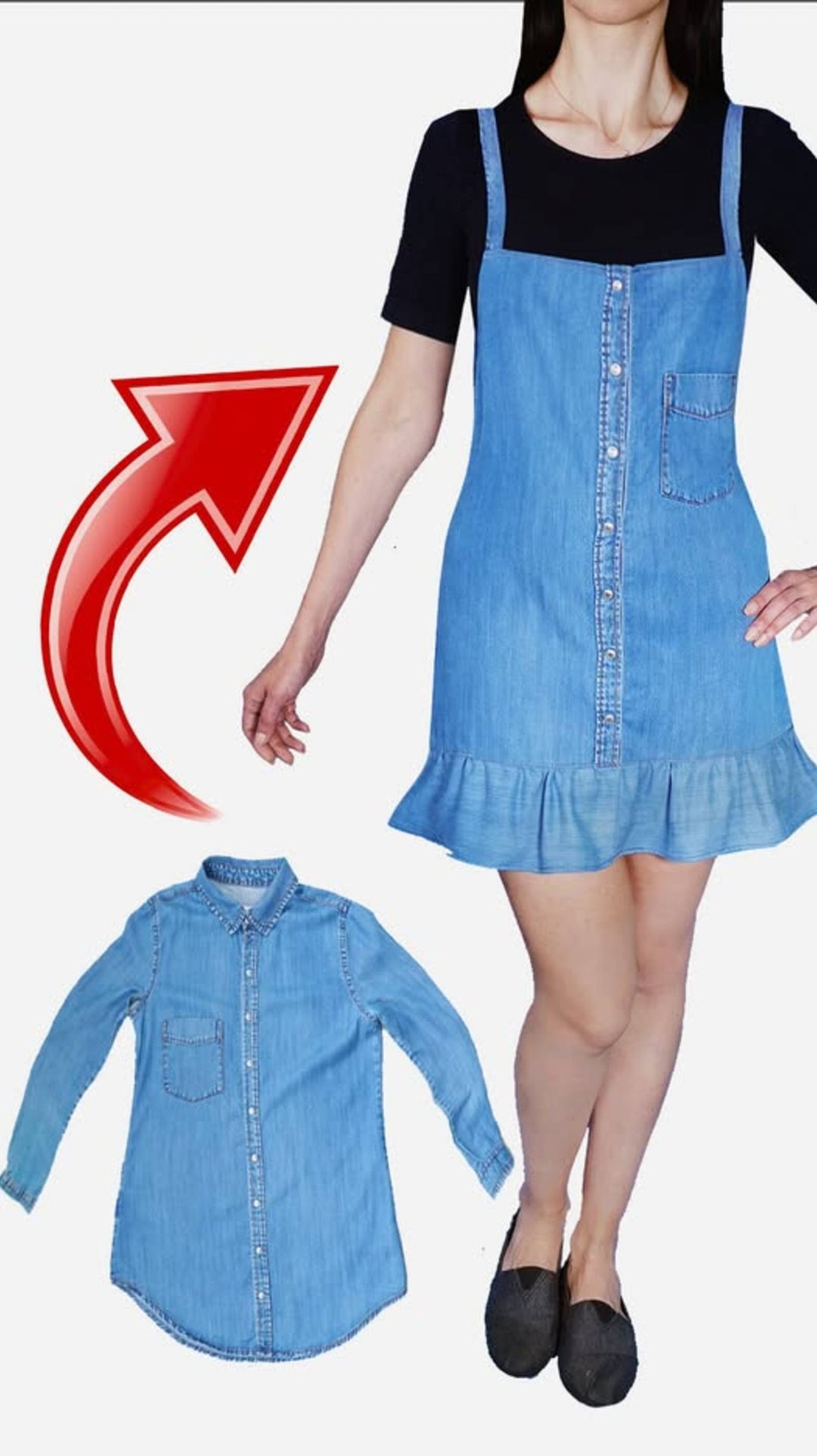 Как превратить старую рубашку в юбку-комбинезон: идеи для секонд-хенда MiARTi Лаборатория Рукоделия