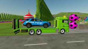 ПЕРЕВОЗКА ПОЛИЦЕЙСКИХ МАШИН И МАШИН СКОРОЙ ПОМОЩИ НА ГРУЗОВИКАХ. МУЛЬТИК ДЛЯ МАЛЫШЕЙ.