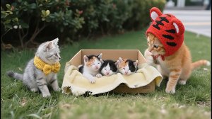 Как котики брошенок нашли