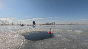 Рыбачим по первому льду на озере!
