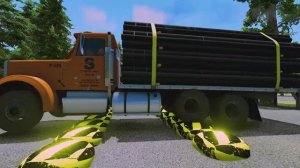 Грузовики и легковые автомобили против лежачих полицейских BeamNG Drive