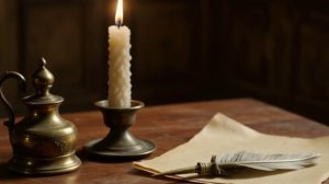 Футаж. Свеча,. Чернильница. Перо.