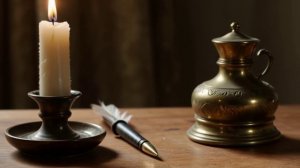 Футаж. Свеча. Чернильница. Перо.