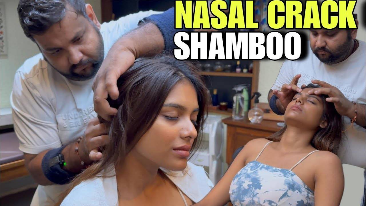 Nasal crack head massage , skin cracking therapy by Indian barber Shamboo ! Stress Relief смотреть онлайн