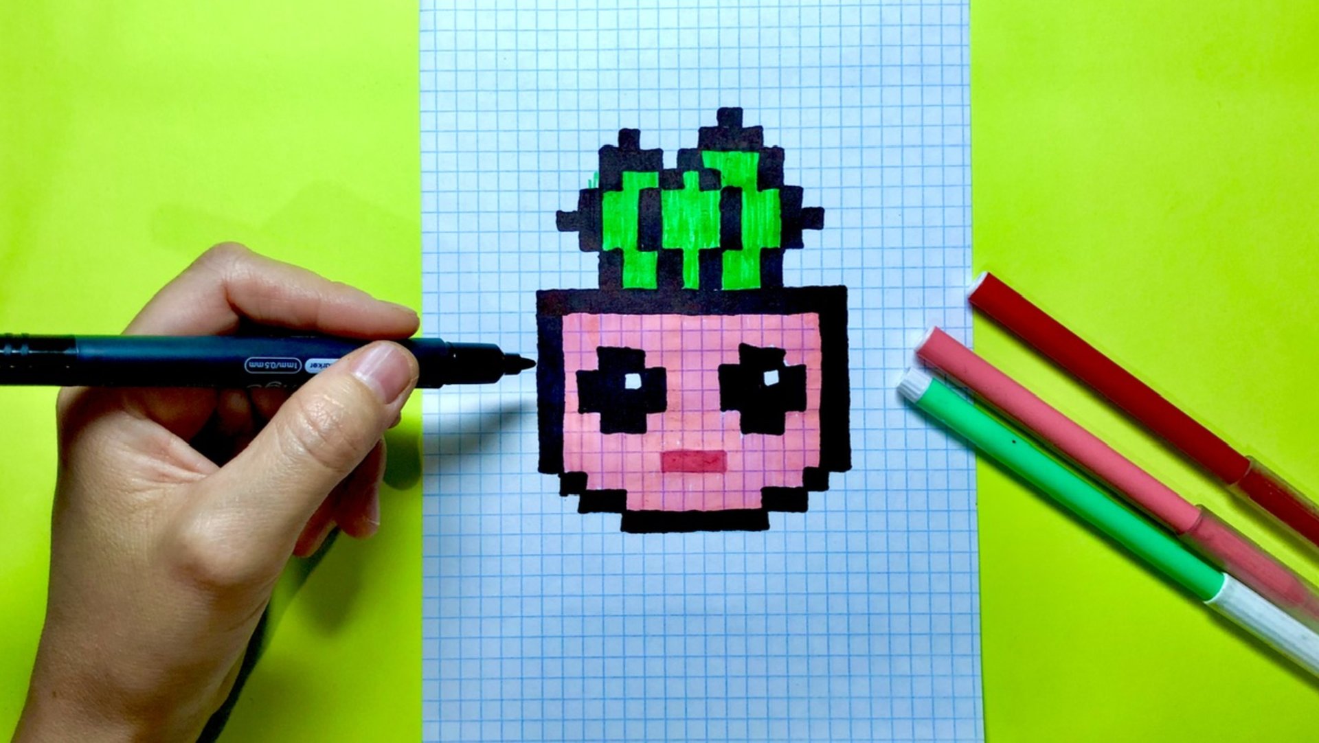 Как рисовать кактус по клеточкам 🌵 Рисунки по клеточкам #пикселька смотреть онлайн