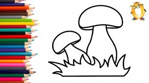 Мультик - раскраска для детей ГРИБЫ. Учимся как рисовать ГРИБОЧКИ вместе с детьми // ОБУЧАШКА ТВ