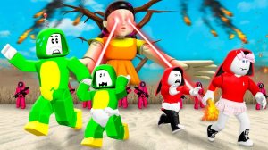 Майки и семья Джей Джея сбегают из «Игры в кальмара» Анимация Роблокс