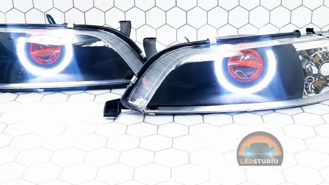 Тойота Марк 2 модернизация фар. Toyota Mark II светодиодный тюнинг комплект фар. смотреть онлайн