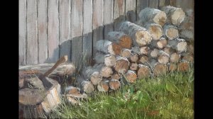 Дрова.Живопись маслом
