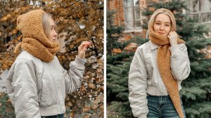 Капюшон с шарфом спицами | Мастер-класс  по вязанию для начинающих