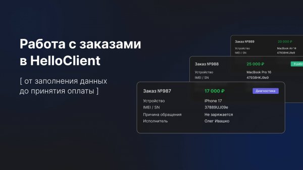 Принимаем свой первый заказ в HelloClient