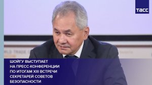 Шойгу выступает на пресс-конференции по итогам XIII встречи секретарей Советов Безопасности