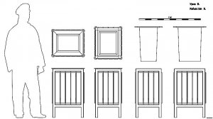 Урна B. Чертёж. Refuse bin B. Drawings.