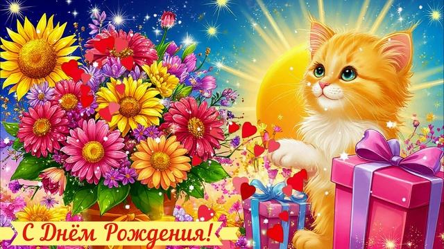 С Днём Рождения! Поздравление КРАСИВАЯ Открытка Видео смотреть онлайн