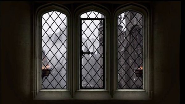 Hogwarts Castle Window Ambience Gentle Rain Projector Background Harry Potter Ambience