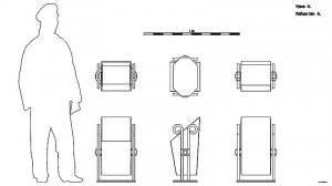 Урна А. Чертёж. Refuse bin A. Drawings.