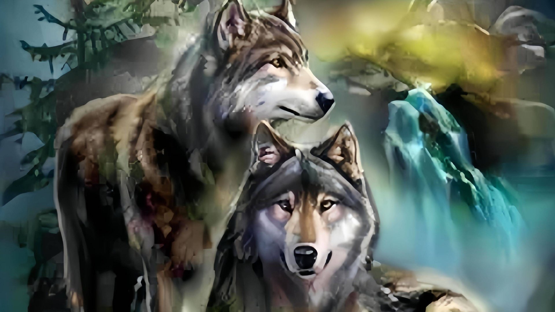 Финиш алмазная мозаика от Art On Canvas Лунная ночь Волки 7