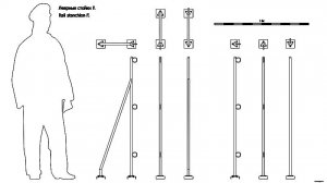 Леерные стойки F. Чертёж. Rail stanchion F. Drawings.