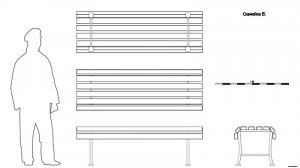 Скамейка B. Чертёж. Bench B. Drawings.