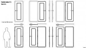 Судовая дверь G 2. Чертёж. Door G 2. Drawings.