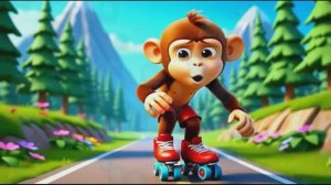Весёлая обезьянка на роликах