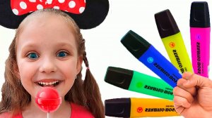 Лиза с папой и их забавная история с фломастерами / Волшебные фломастеры / Видео для малышей