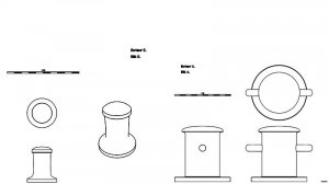 Битенг A, E. Чертёж. Bitt A, E. Drawings.