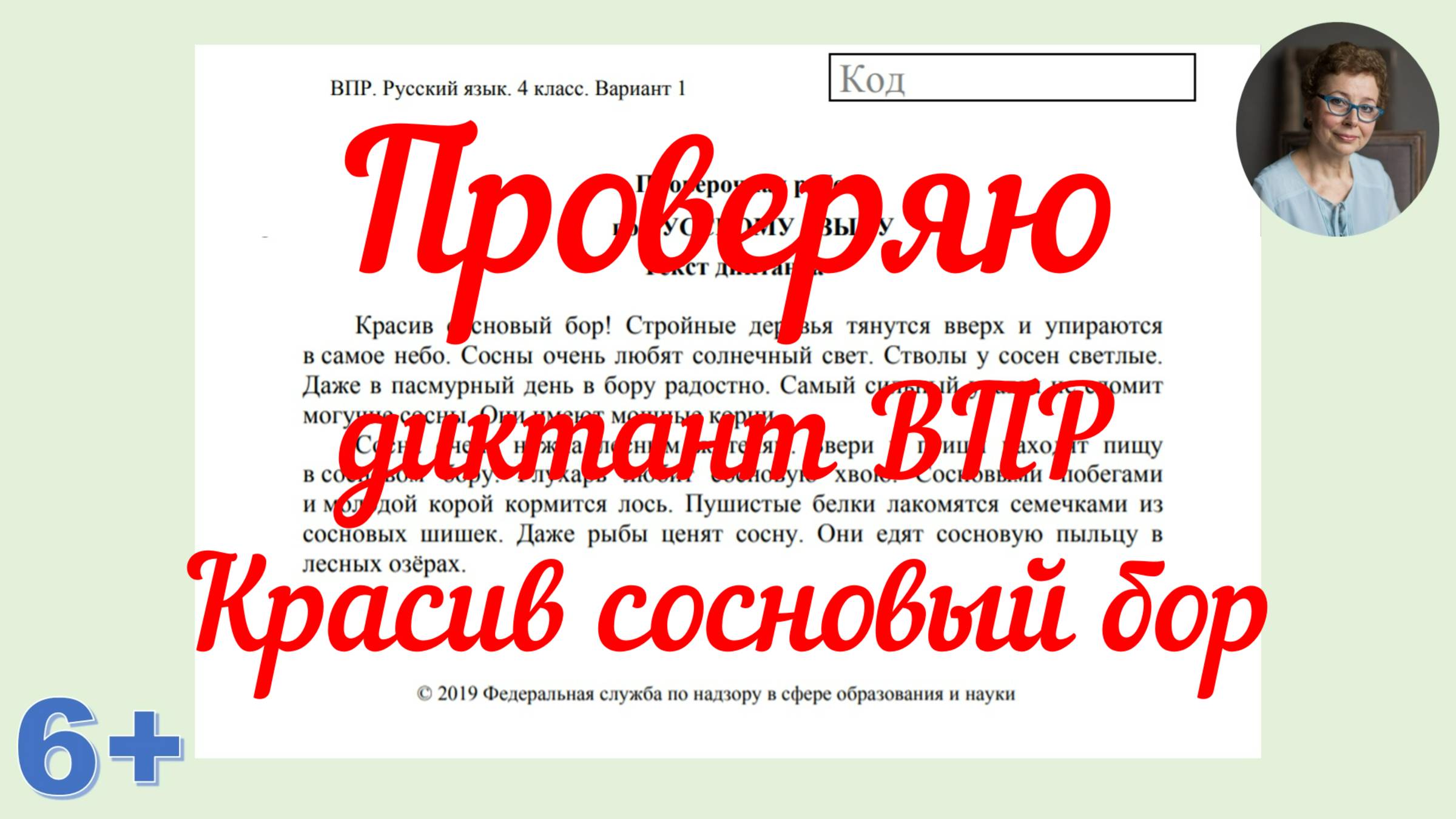 4 класс. Проверяю диктант ВПР 4 "Красив сосновый бор"