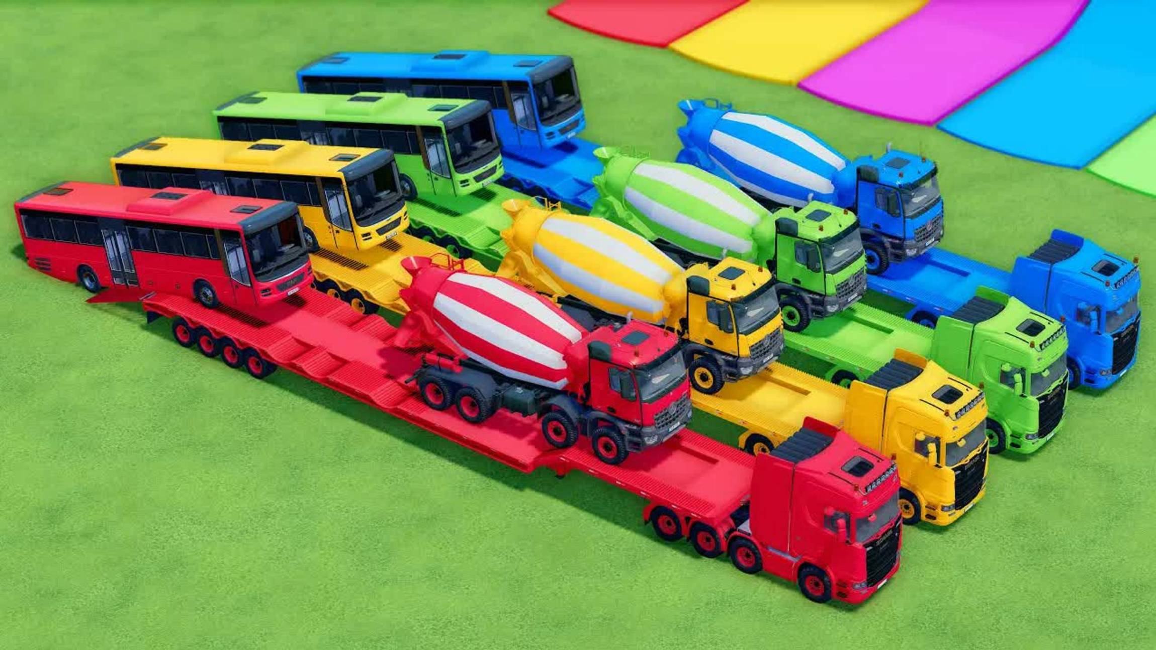 Катаемся на крутых разноцветных машинках и грузовиках из мультиков для детей №4 смотреть онлайн