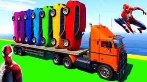 Человек-Паук и Цветные Машинки на Грузовике Мультфильмы про машинки Мультфильмы для детей и малышей