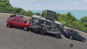 Эпические прыжки и крушение монстр-траков на высокой скорости в BeamNG Drive