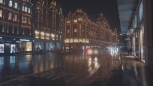 Прогулка по дождливому ночному Лондону в Южном Кенсингтоне - городские огни