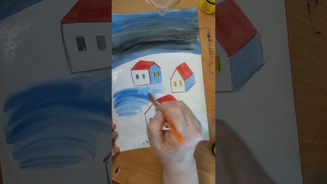 Деревенский пейзаж ( закрашивание) смотреть онлайн