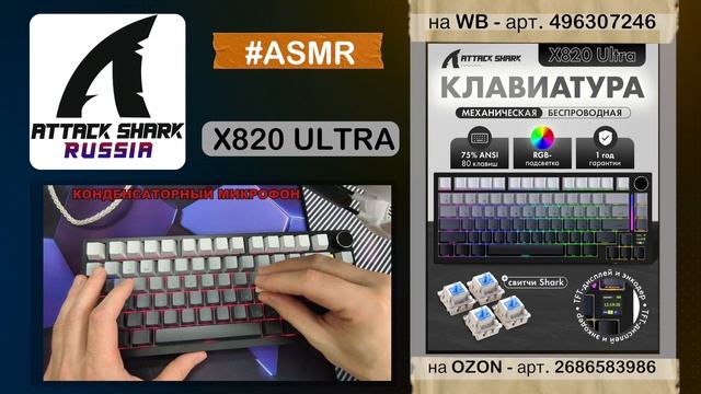 ATTACK SHARK X820 ULTRA ASMR Typing Sound | АСМР Звук Набора | Mechanical Keyboard Sound Test смотреть онлайн