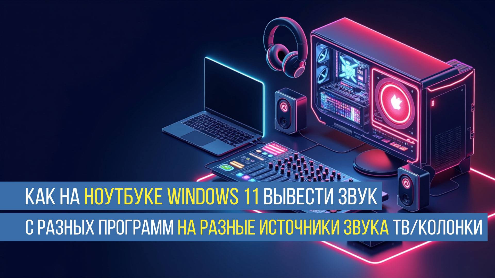 Как на ноутбуке Windows 11 вывести звук с разных программ на разные источники звука ТВ/колонки