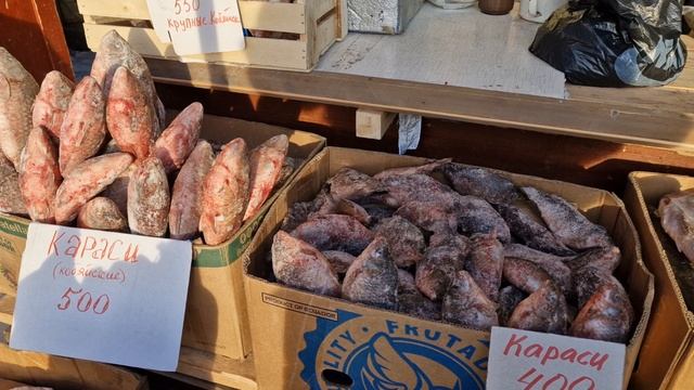 Наружные рыбные ряды Крестьянского рынка г. Якутска 4 ноября 2025 года. смотреть онлайн