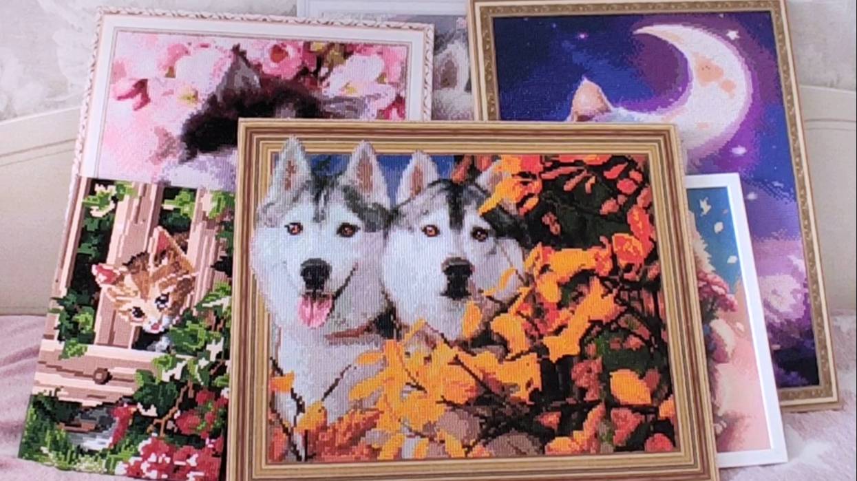 Алмазная мозаика.Все мои законченные работы,обзор.